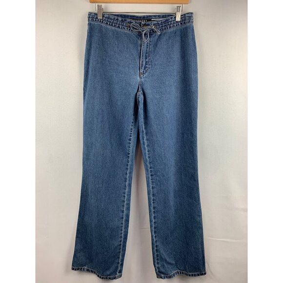 Laundry Women’s Light Blue Denim Jeans With Lace-Up Front Size M - Picture 1 of 5